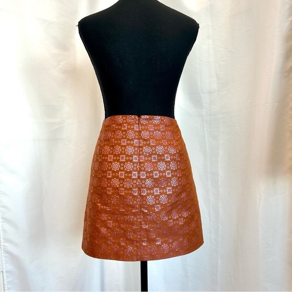 J. CREW COLLECTION Pink Copper Metallic Silk Brocade Mini Skirt Sz 4 NWOT - Picture 6 of 12